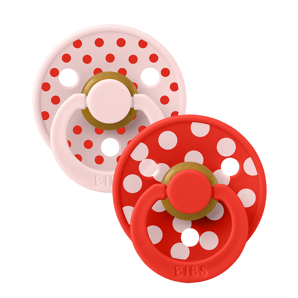 STUDIO Colour Pacifiers 2 Pack Polka - Blossom/Candy Apple