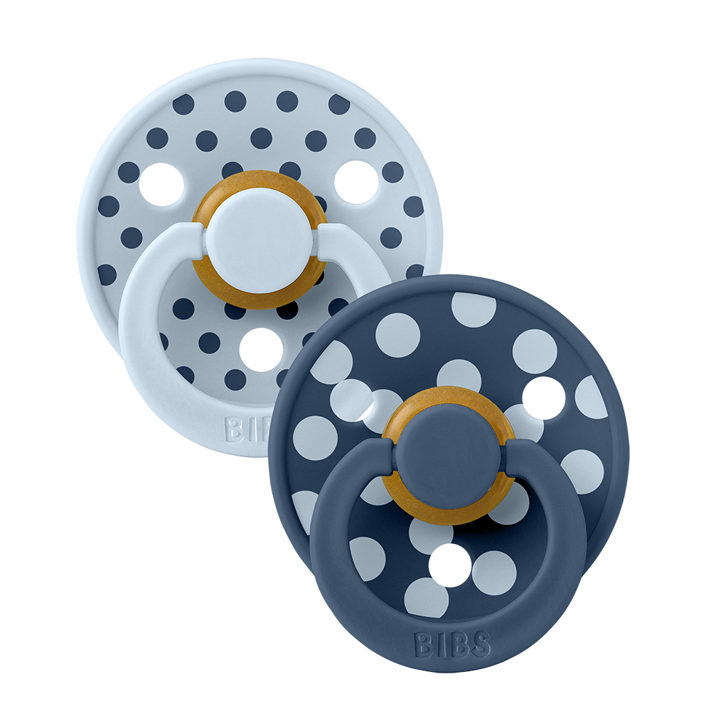 STUDIO Colour Pacifiers 2 Pack Polka - Baby Blue/Steel Blue