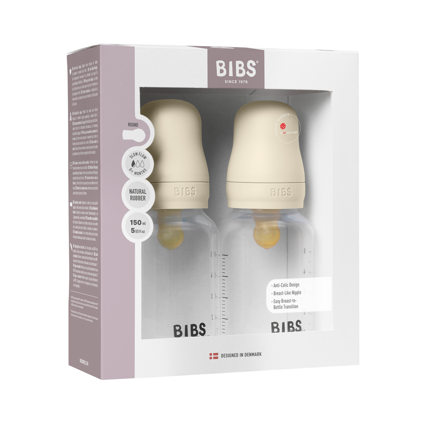 Lot de 2 biberons en PP sans BPA 150 ml en Latex - Ivoire