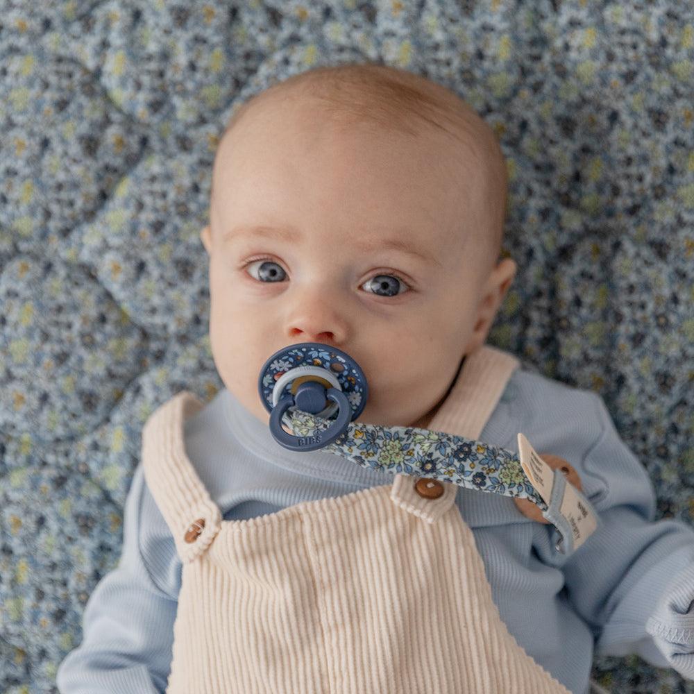 BIBS x LIBERTY Pacifier Clip - Chamomile Lawn Baby Blue - BIBS