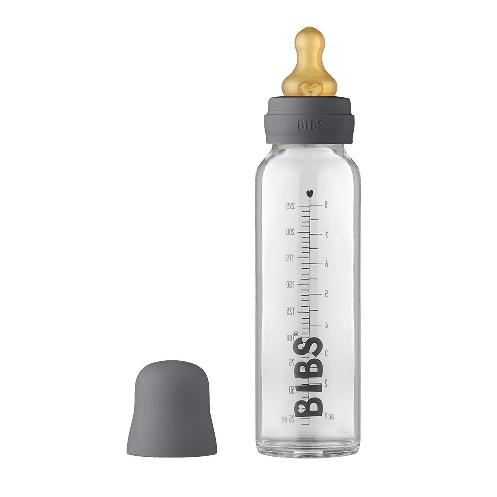 Baby Glass Bottle Complete Set Latex 225ml Iron