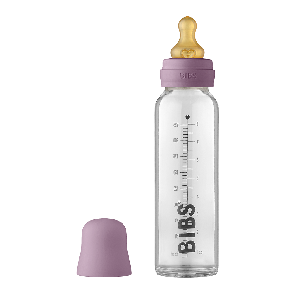 Baby Glass Bottle Complete Set Latex 225ml Mauve