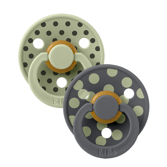 STUDIO Colour Pacifiers 2 Pack Polka - Sage/Iron
