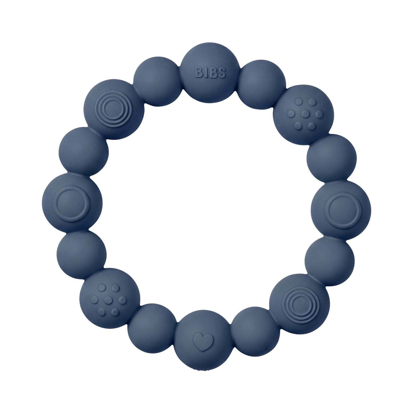Beaded Teething Ring - Steel Blue