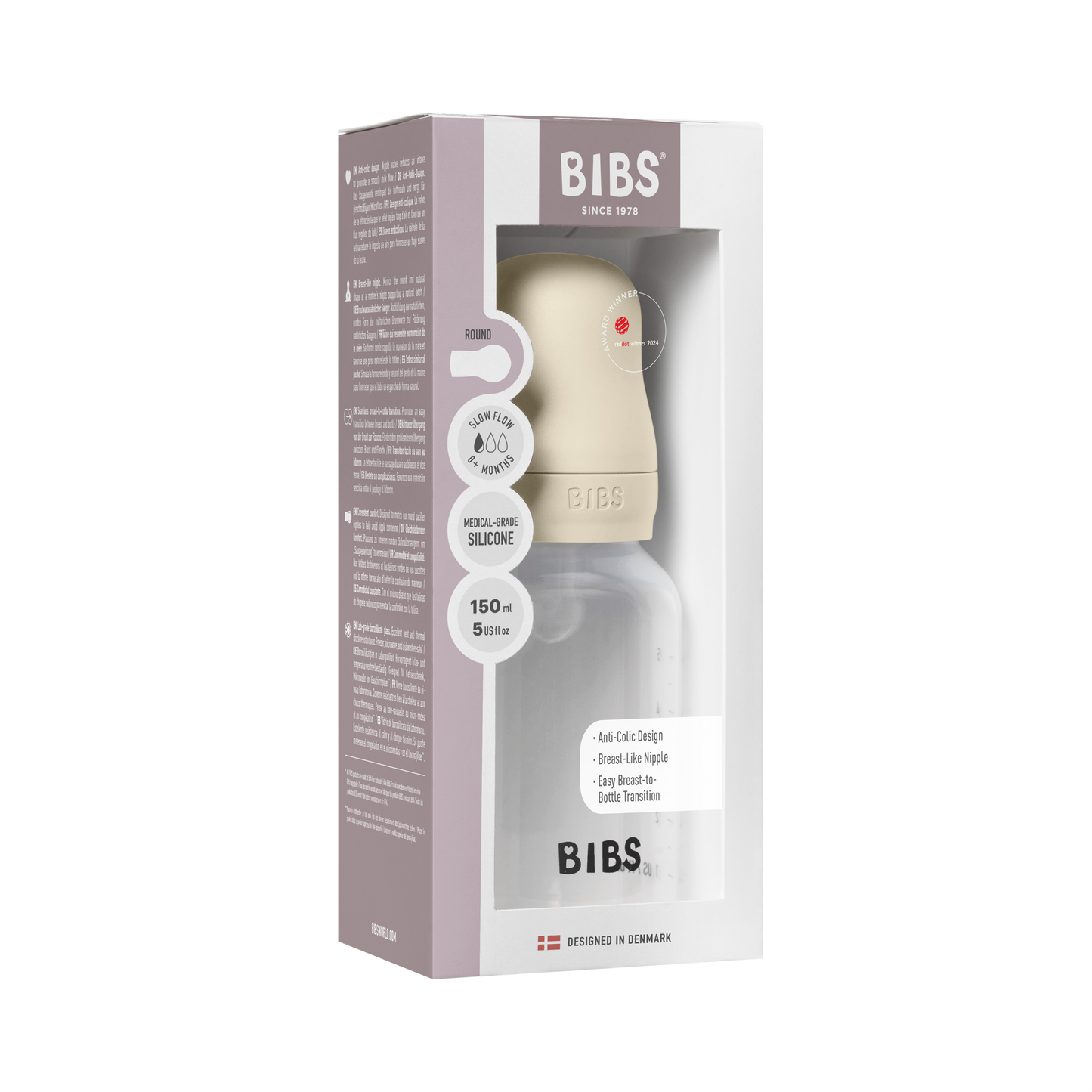 BPA-frit PP-flaskesæt til baby 150 ml Silikone - Ivory