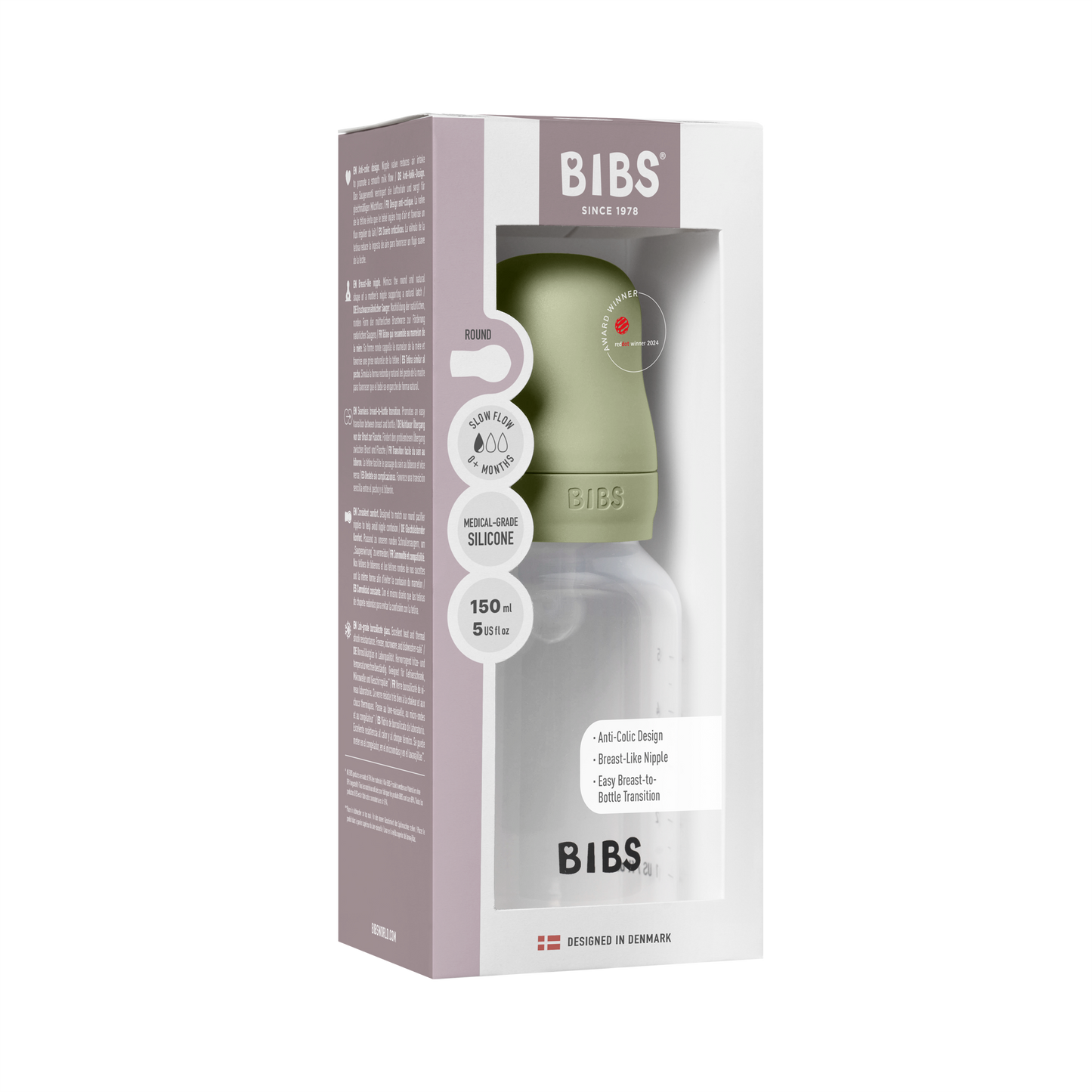 BPA-frit PP-flaskesæt til baby 150 ml Silikone - Sage