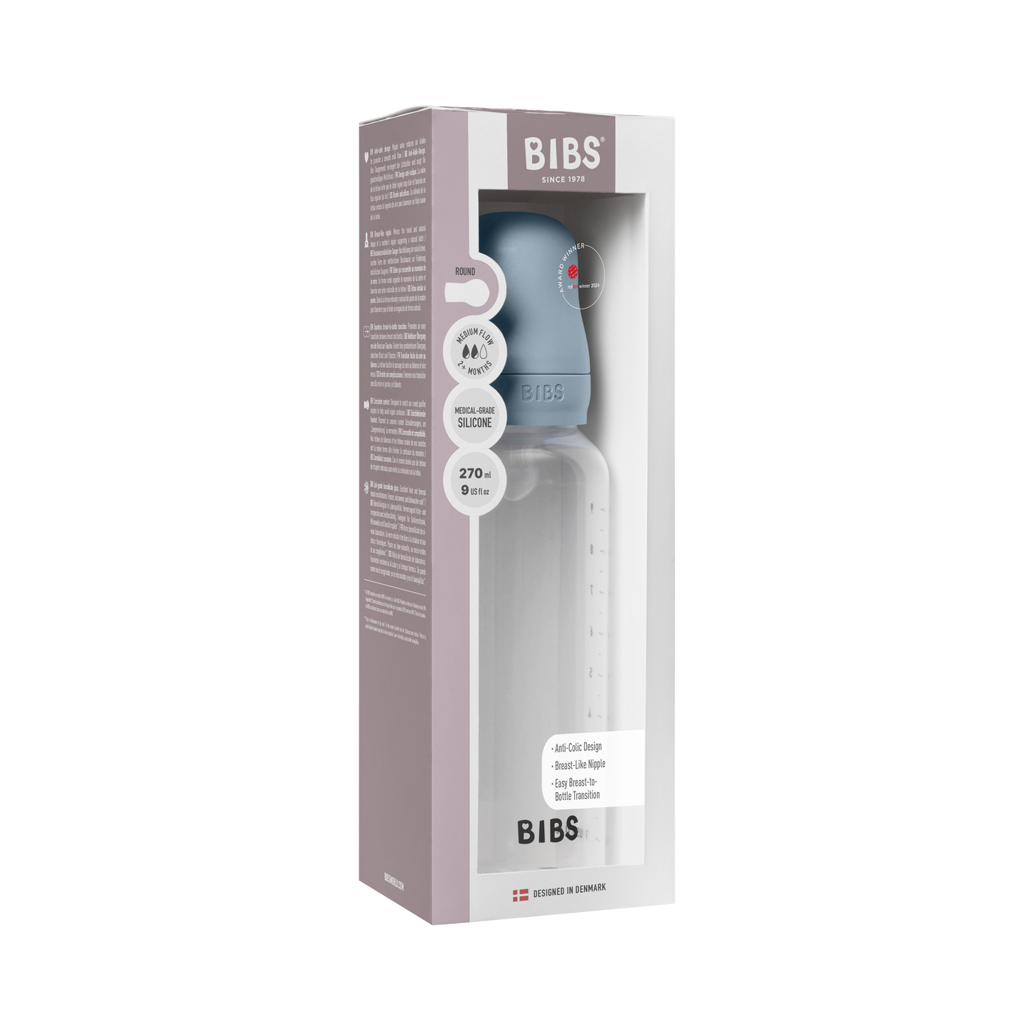 Zestaw butelek dla niemowląt z bezpiecznego dla BPA polipropylenu PP, 270 ml, silikon - Baby Blue