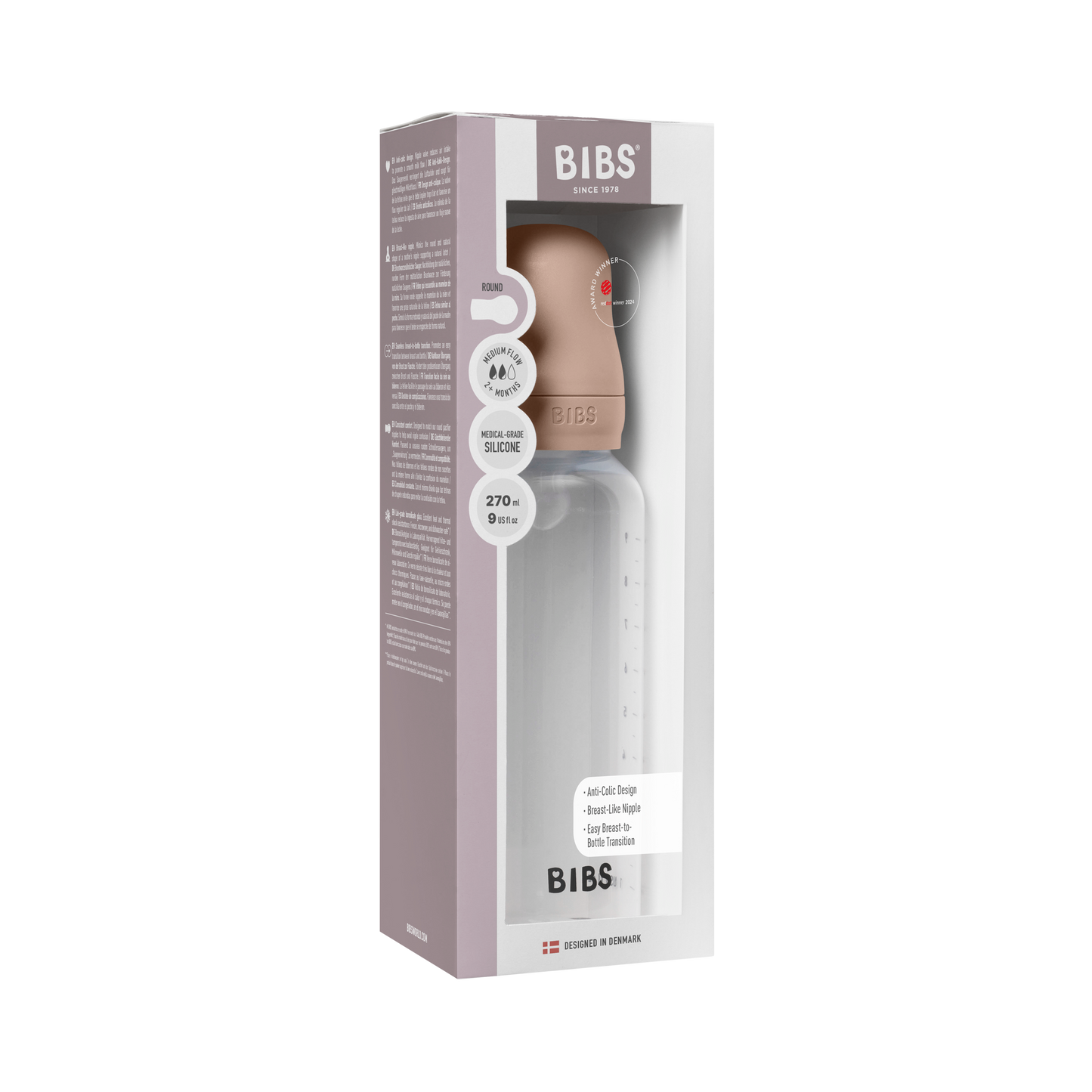 BPA-freies PP-Babyflaschenset 270 ml, Silikon – Blush