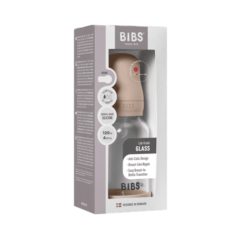 Szklany zestaw butelek dla niemowląt 120 ml, silikonowy - Blush