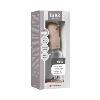 Szklany zestaw butelek dla niemowląt 120 ml, silikonowy - Blush