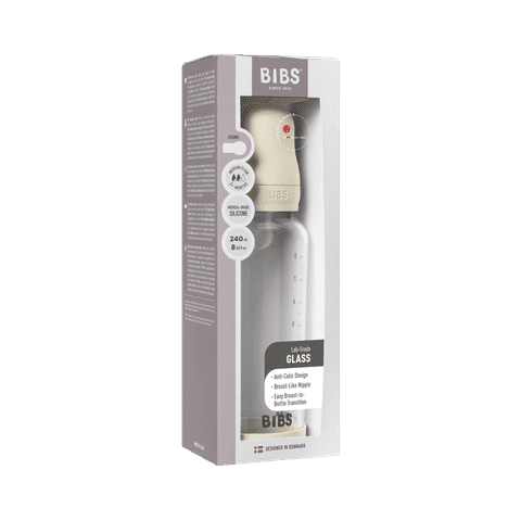 Szklany zestaw butelek dla niemowląt 240 ml, silikonowy - Ivory