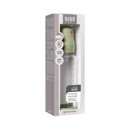 Szklany zestaw butelek dla niemowląt 240 ml, silikonowy - Sage