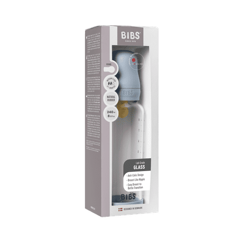 Baby Glass Bottle Set 240ml Latex - Baby Blue