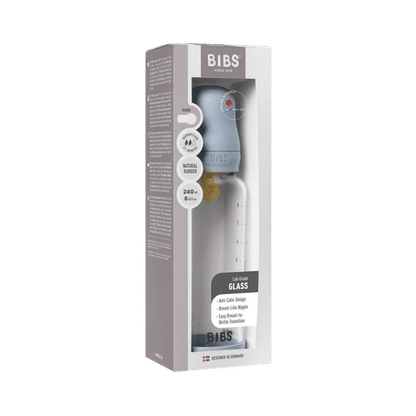Baby Glass Bottle Set 240ml Latex - Baby Blue