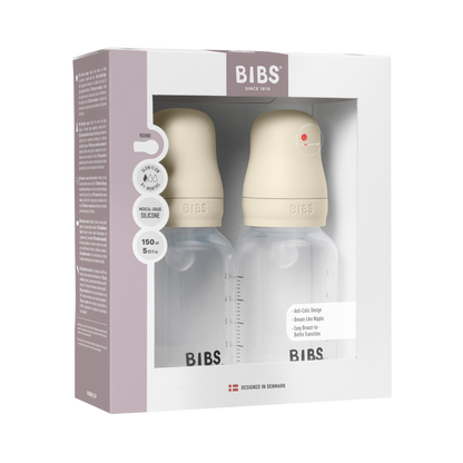 BPA-frit PP-flaskesæt til baby 150 ml 2-pak Silikone - Ivory
