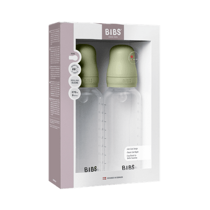 Baby BPA-Free PP Bottle Set 270ml 2 Pack Silicone - Sage