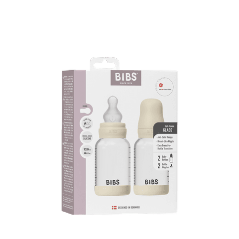 Babyglasflaskesæt 120 ml, 2-pak, silikone - Ivory