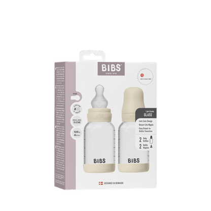 Babyglasflaskesæt 120 ml, 2-pak, silikone - Ivory
