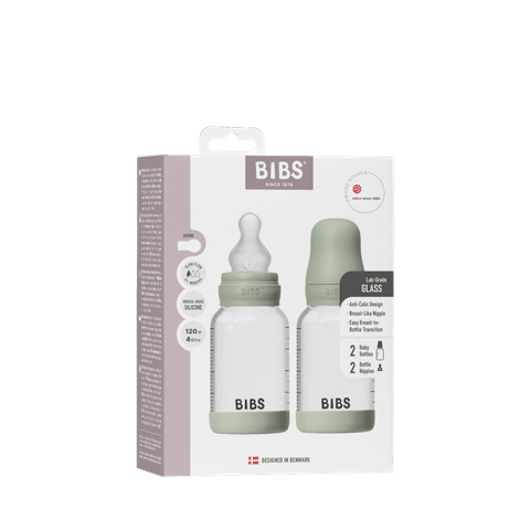 Babyglasflaskesæt 120 ml, 2-pak, silikone - Sage