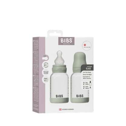 Babyglasflaskesæt 120 ml, 2-pak, silikone - Sage