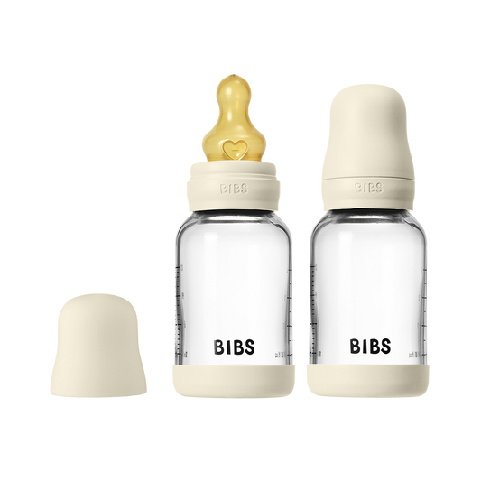 Baby Glass Bottle Set 120ml 2 Pack Latex - Ivory - BIBS