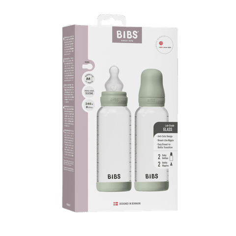 Baby-Glasflaschen-Set 240 ml, 2er-Pack, Silikon – Sage