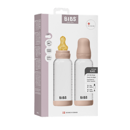Baby-Glasflaschen-Set 240 ml, 2er-Pack, Latex – Blush