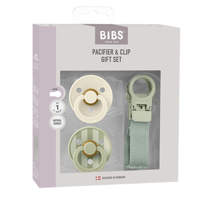 Colour Pacifier & Loop Clip Gift Set - Sage