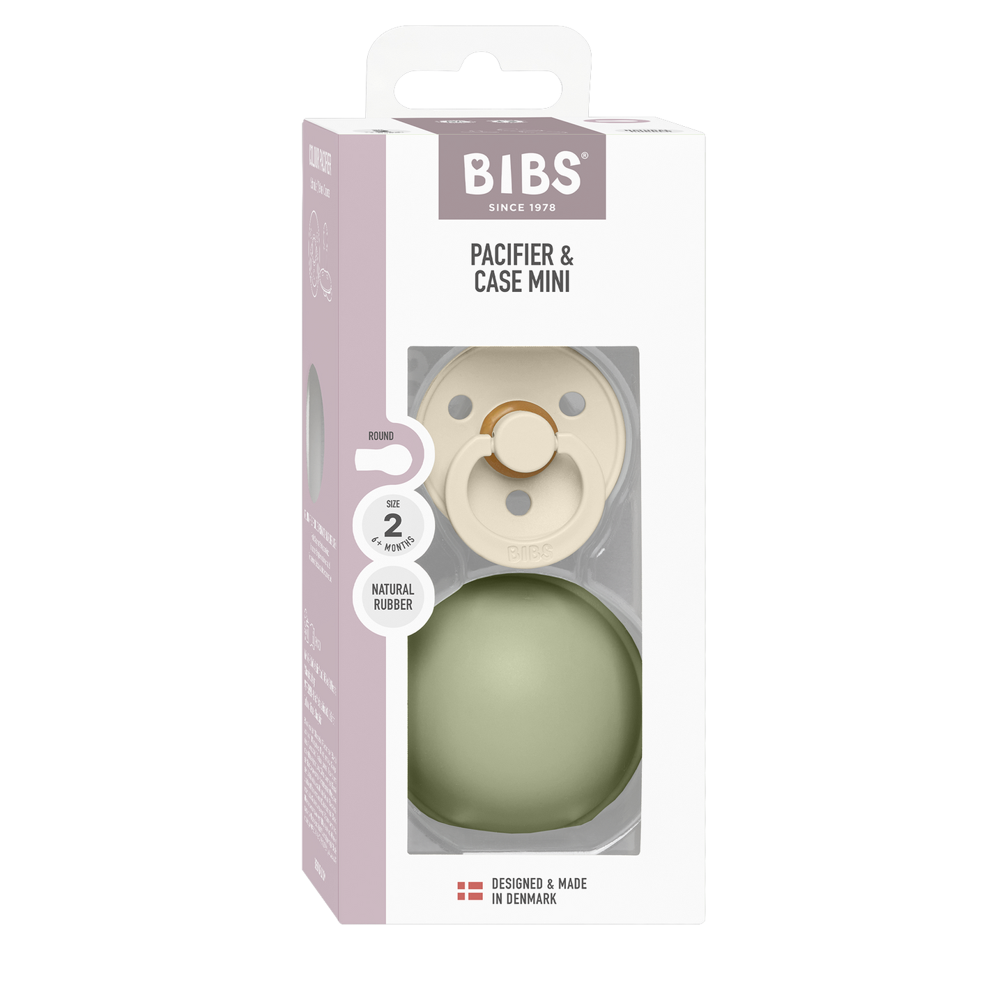 Colour Pacifier And Pacifier Case Mini - Ivory/Sage