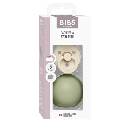 Colour Pacifier And Pacifier Case Mini - Ivory/Sage