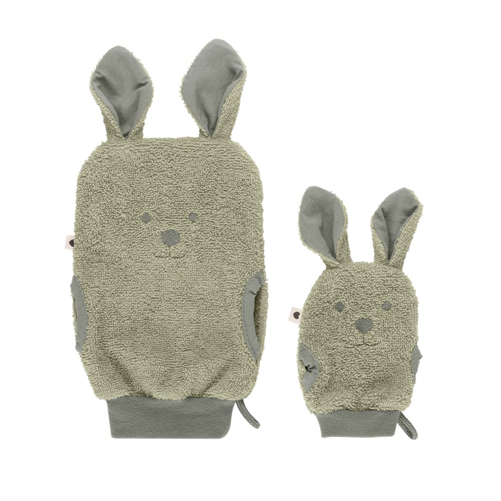 Gants de bain kangourou à la sauge