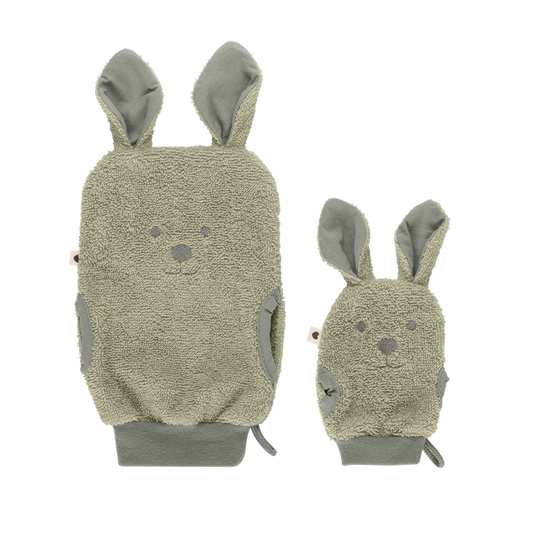 Gants de bain kangourou à la sauge