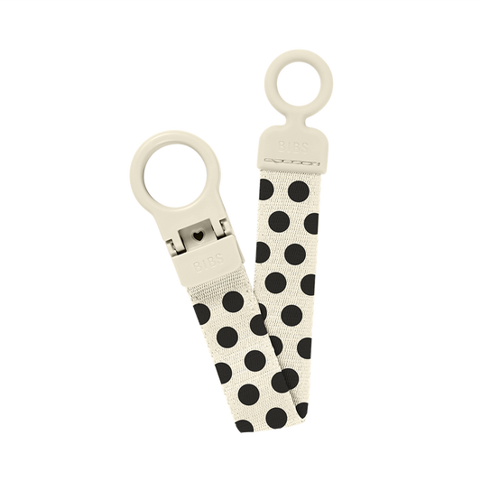 STUDIO Pacifier Clip Loop Polka - Ivory/Black