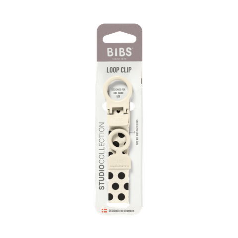 STUDIO Pacifier Clip Loop Polka - Ivory/Black