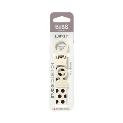 STUDIO Pacifier Clip Loop Polka - Ivory/Black