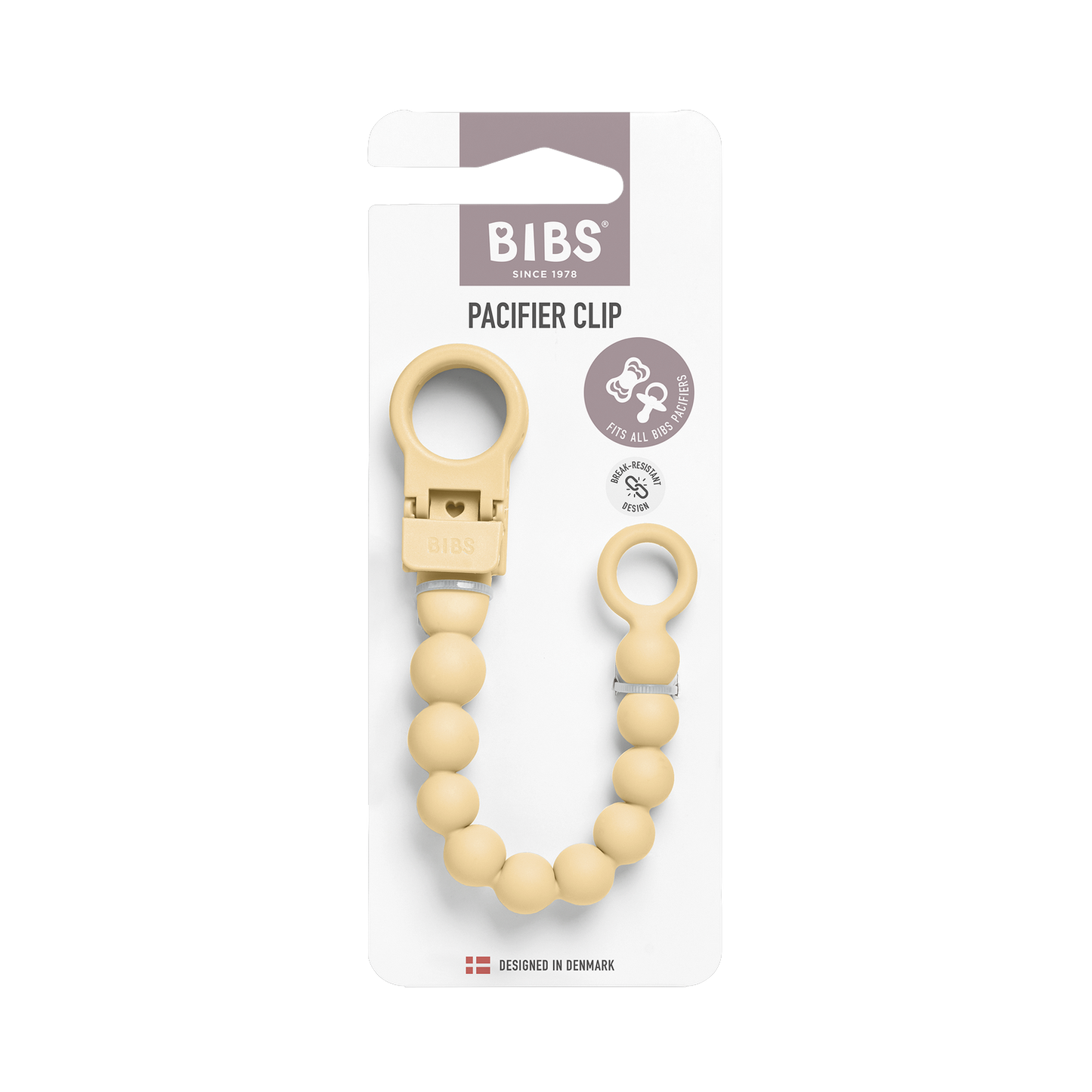Pacifier Clip Beaded - Pale Butter
