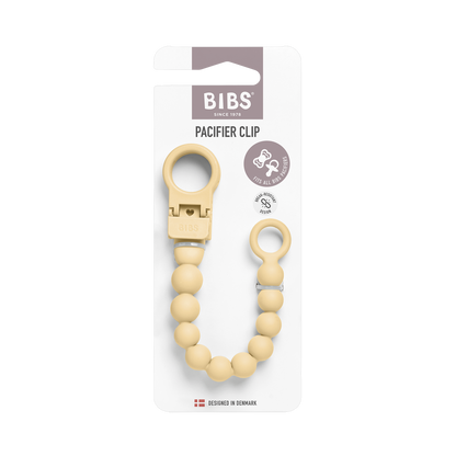 Pacifier Clip Beaded - Pale Butter
