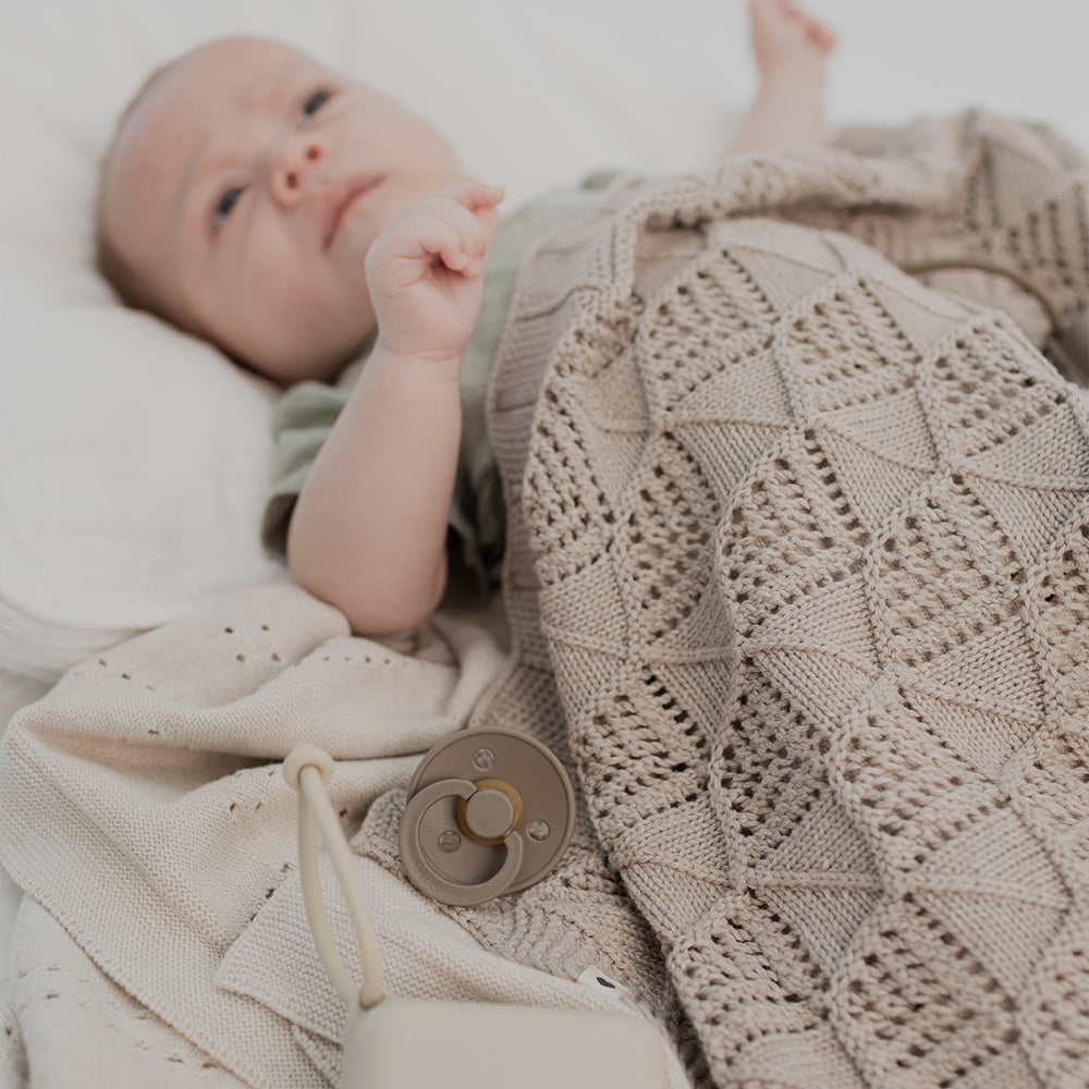 Gebreide deken Wavy Ivory