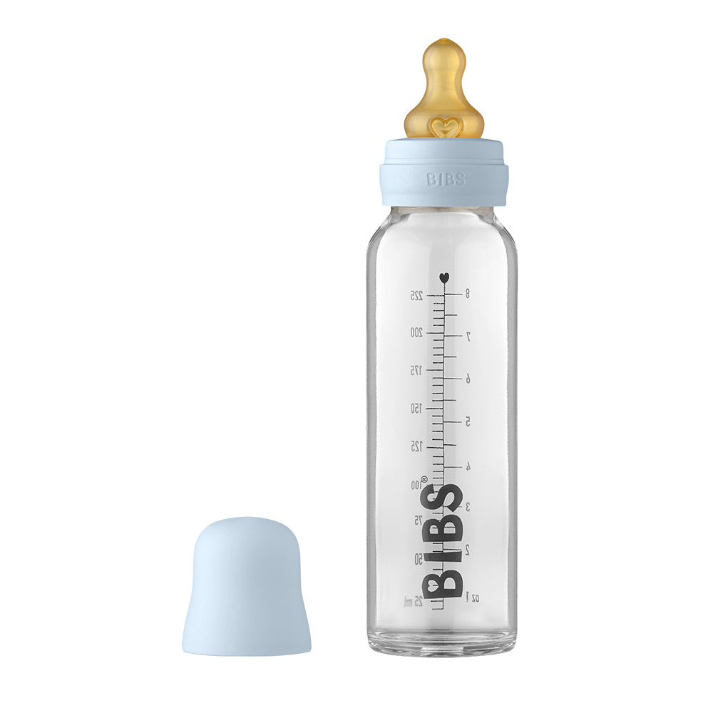 Baby Glass Bottle Complete Set 225ml Baby Blue