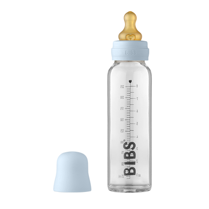 Baby Glass Bottle Complete Set 225ml Baby Blue