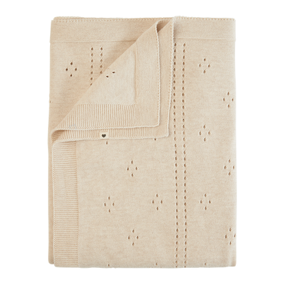 Knitted Blanket Pointelle Ivory