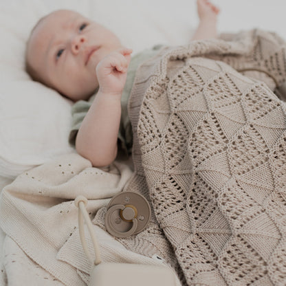 Knitted Blanket Pointelle Vanilla