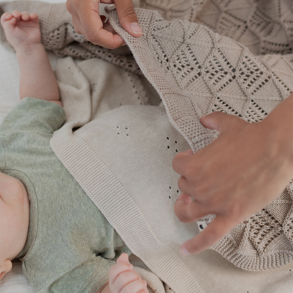 Knitted Blanket Pointelle Vanilla